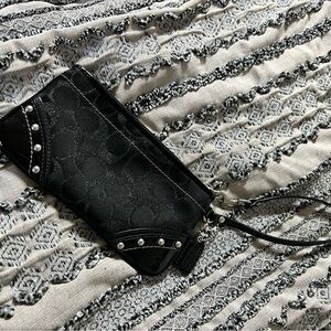 Coach Black Wristlet with Pearl Details